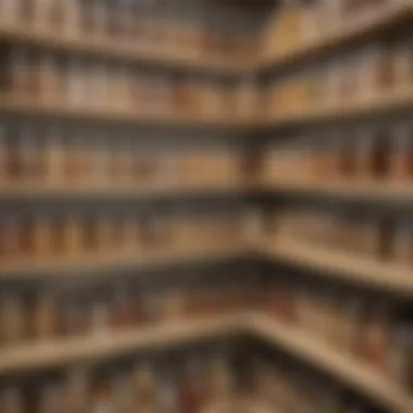 A neatly organized pantry with labeled containers of grains and legumes