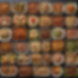 A colorful spread of diverse lunch options showcasing seasonal ingredients.