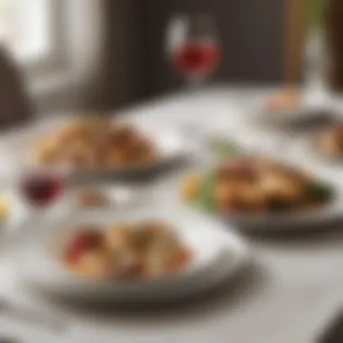 Elegant Lunchtime Presentation An elegant lunch setting featuring an array of thoughtfully plated dishes.