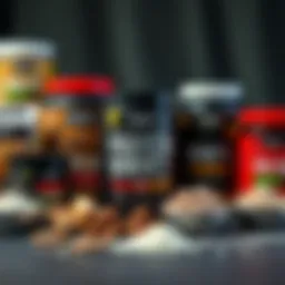 An array of protein powders showcasing various brands and types.