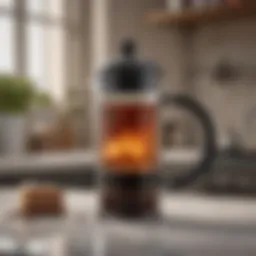 Sophisticated French press coffee maker showcasing elegant design