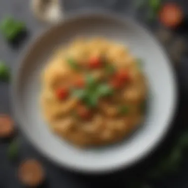 A beautifully arranged plate of pasta garnished with fresh herbs