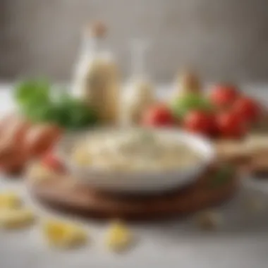 An array of ingredients for a classic Alfredo sauce