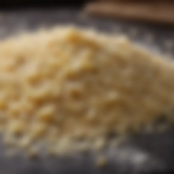 Freshly grated Parmesan cheese ready for use