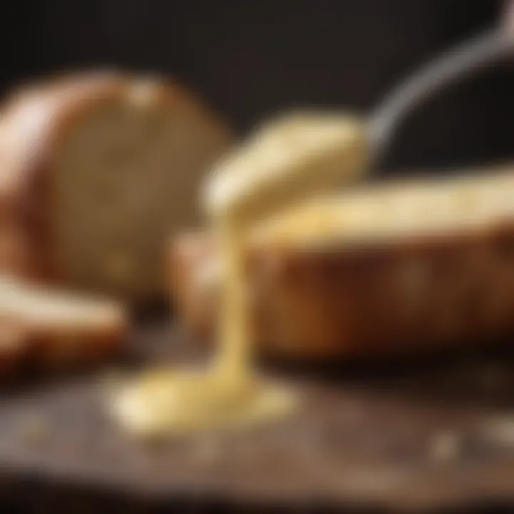 Close-up of butter being spread on bread