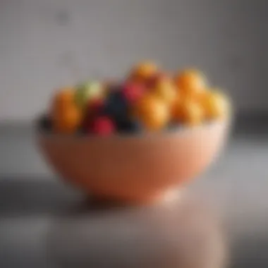 Contemporary ceramic fruit bowl with decorative elements