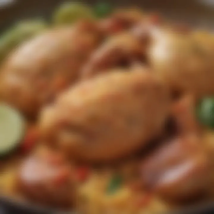 Close-up of fresh ingredients used in Arroz con Pollo