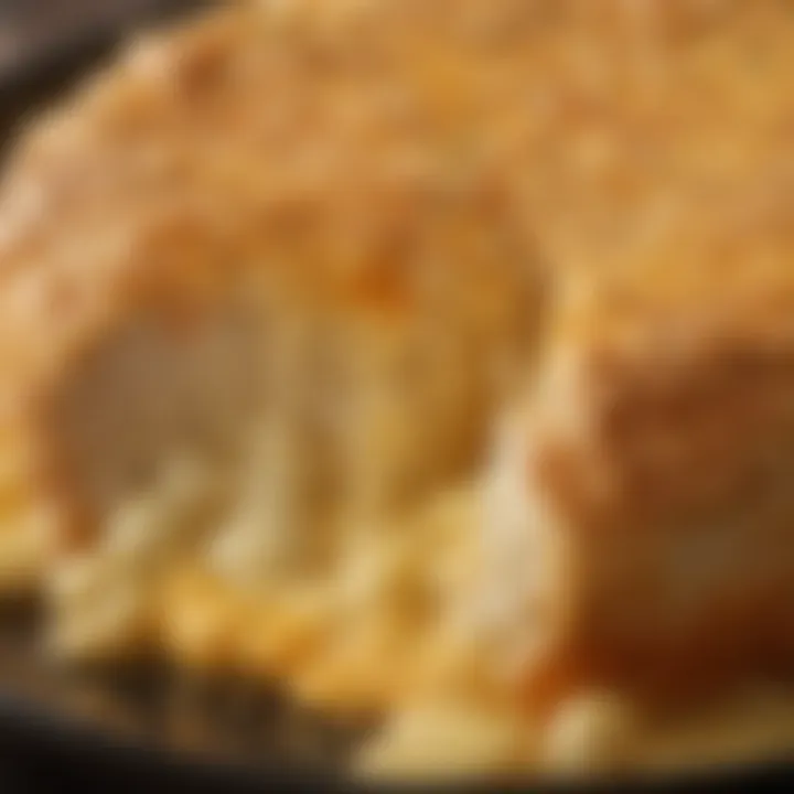 Close-up view of the golden crust and bubbling cheese atop the dish