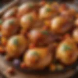 A vibrant platter of barbecue chicken bubble up bake with colorful ingredients