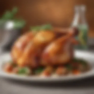 Served Barbecue Chicken Bubble Up Bake Slice of barbecue chicken bubble up bake served on a plate garnished with herbs