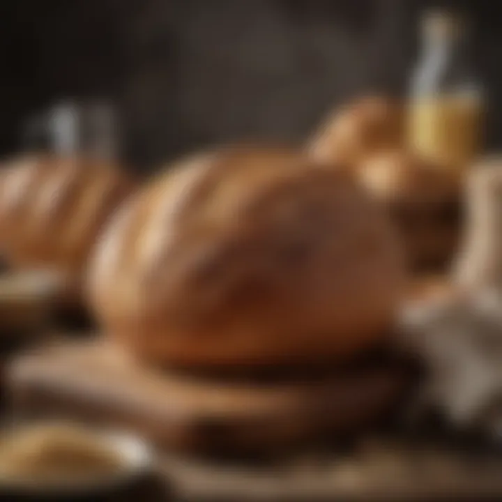 Close-up view of ingredients meticulously arranged for bread making.