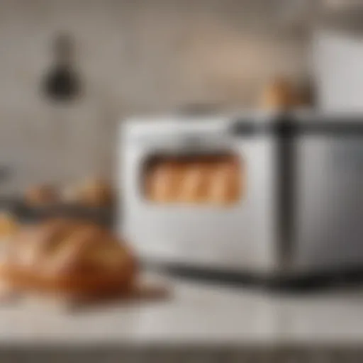 A modern bread maker showcasing its sleek design and digital interface.