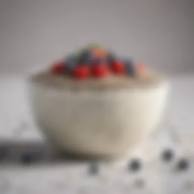 Chia seeds sprinkled on a yogurt bowl