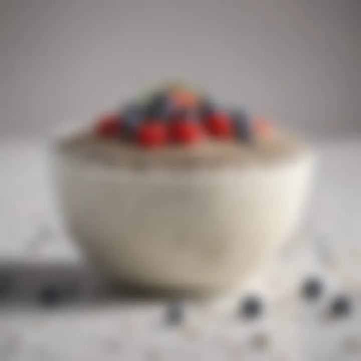 Chia seeds sprinkled on a yogurt bowl