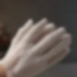 Close-up of soft cotton gloves showcasing texture