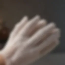 Close-up of soft cotton gloves showcasing texture