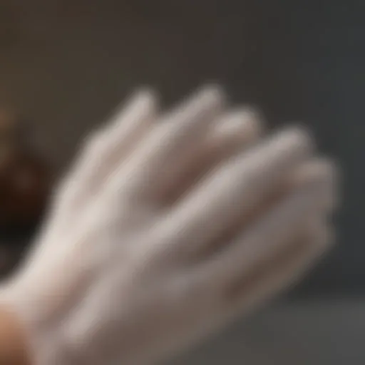Close-up of soft cotton gloves showcasing texture