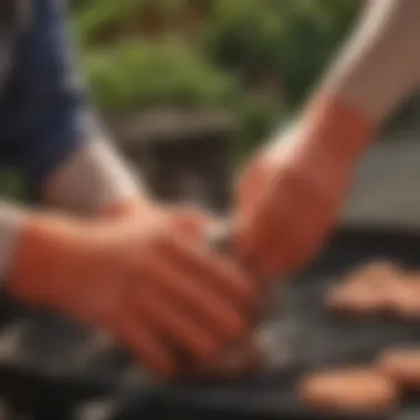 Comfortable fit of cotton gloves during barbecue preparation
