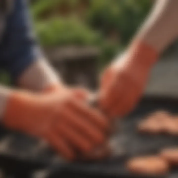 Comfortable fit of cotton gloves during barbecue preparation