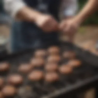 Cotton gloves in use while grilling on a barbecue