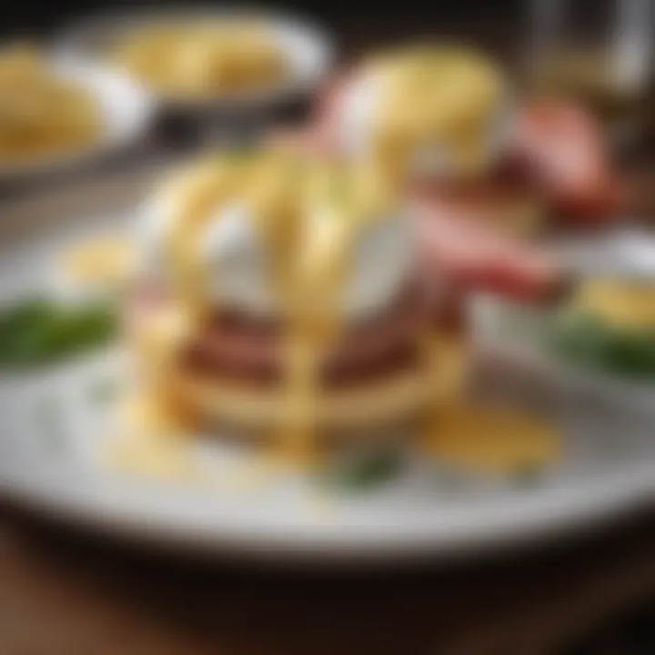 An elegant egg benedict featuring perfectly poached eggs and rich hollandaise sauce