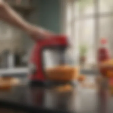 Effortless Cleaning Experience Demonstration of ease of cleaning a mini chopper