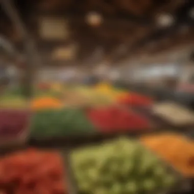 Fresh Local Market Delights A vibrant market display of fresh produce and artisanal products
