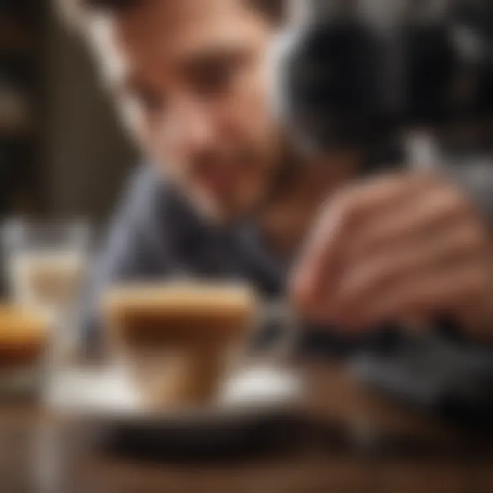 Person enjoying a cup of espresso made with a combination machine