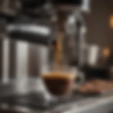 Close-up of rich espresso shot being extracted