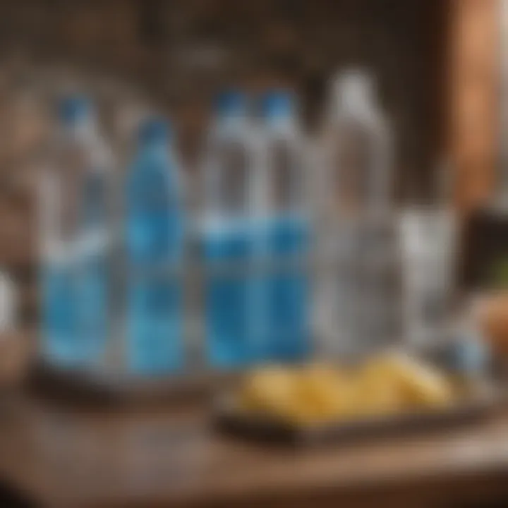 Hydration station with glasses and water bottles