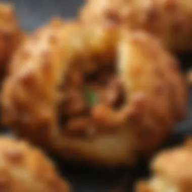 Close-up of the spicy stuffing inside Bread Pakoda