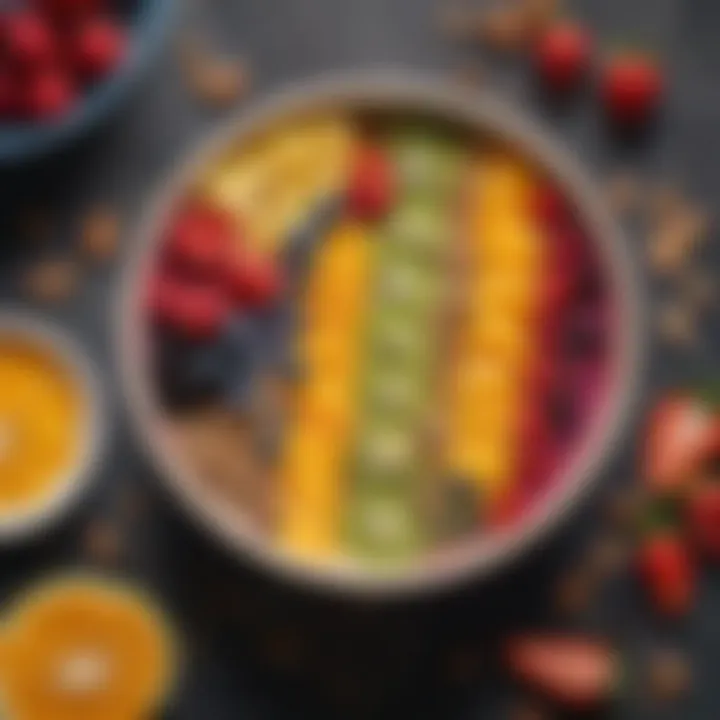 Vibrant smoothie bowl adorned with fresh fruits and seeds