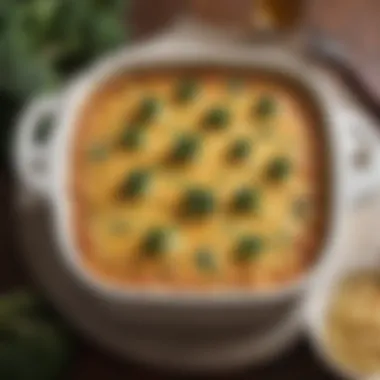 Decadent Broccoli and Cheese Casserole Elegant broccoli and cheese casserole ready to serve