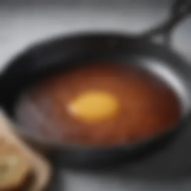 A close-up view of a pristine cast iron skillet showcasing its smooth surface and well-seasoned finish.