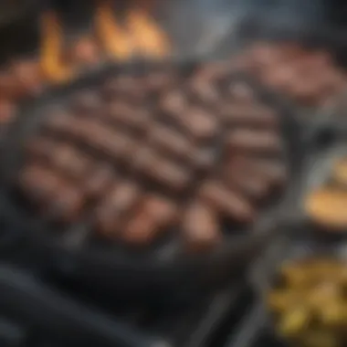 Charcoal grill setup with riblets arranged for optimal heat