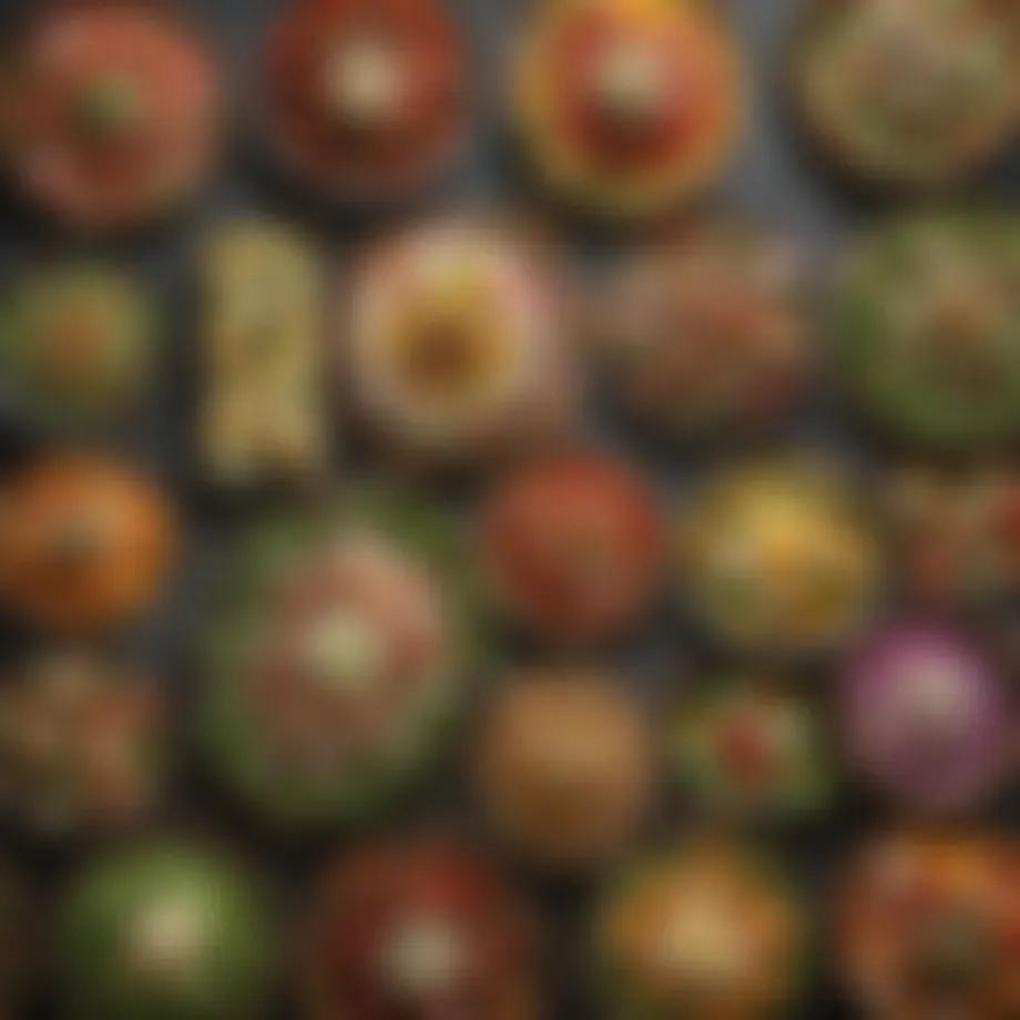 Colorful array of fresh salads showcasing diverse ingredients