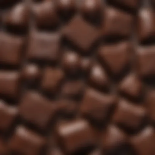 An exquisite close-up of chewy chocolate showcasing its glossy surface and rich texture