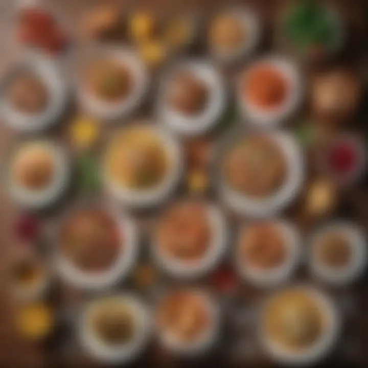 Detailed meal plan layout featuring various nutritious dishes
