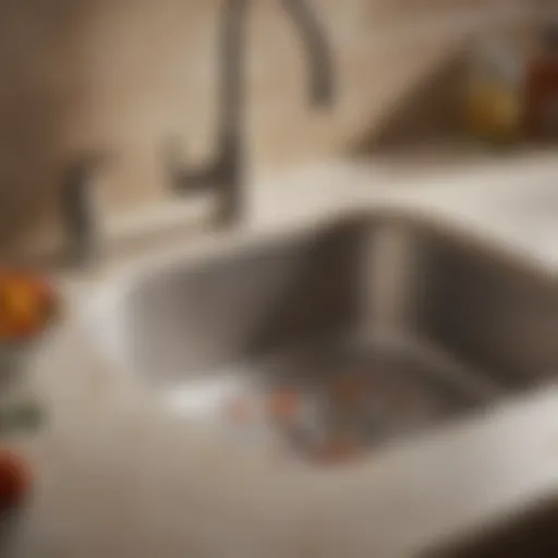 A clean sink garbage disposal unit with fresh ingredients