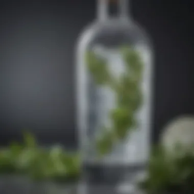 Artistic close-up of a vodka drink with sparkling water and fresh herbs showcasing flavor balance