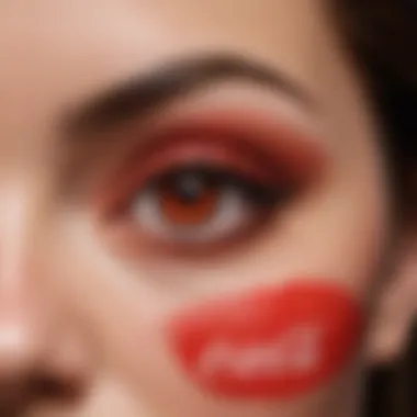 A close-up of an artist applying Coca Cola eyeshadow