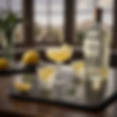 An elegant cocktail setup featuring Patrón Lemonade and artisan glassware