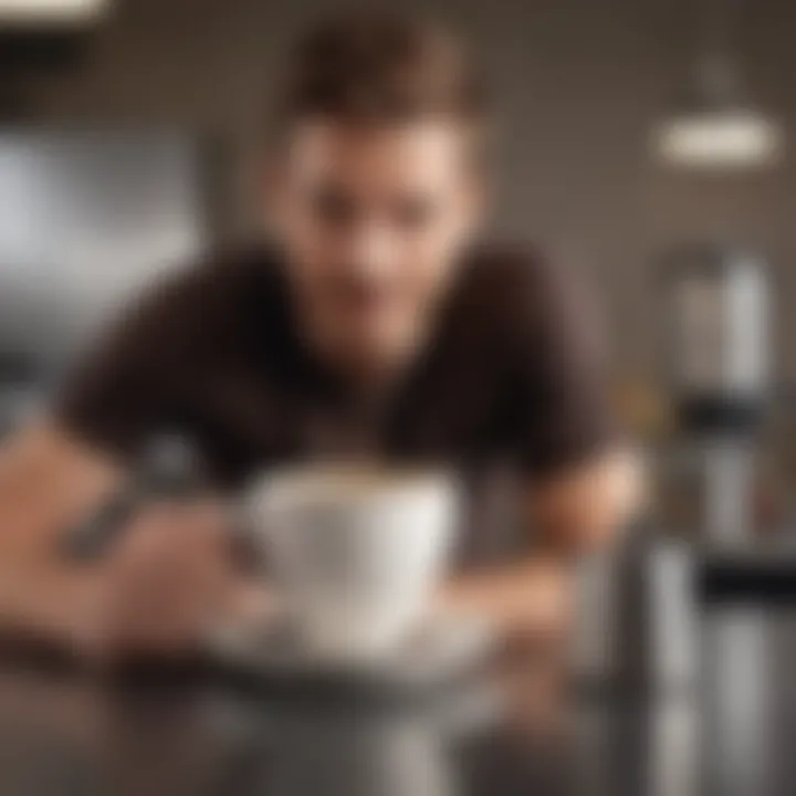 A coffee enthusiast enjoying a cup made with a dripolator