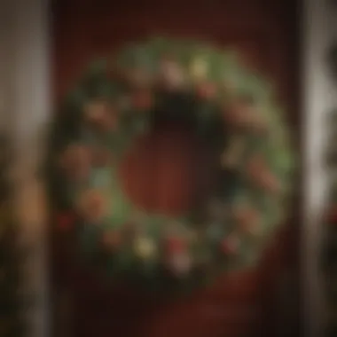 Festive holiday wreath with ornaments and pinecones