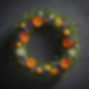 Minimalist summer wreath with vibrant colors and textures