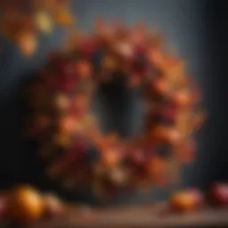 Vibrant autumn wreath adorned with leaves and berries