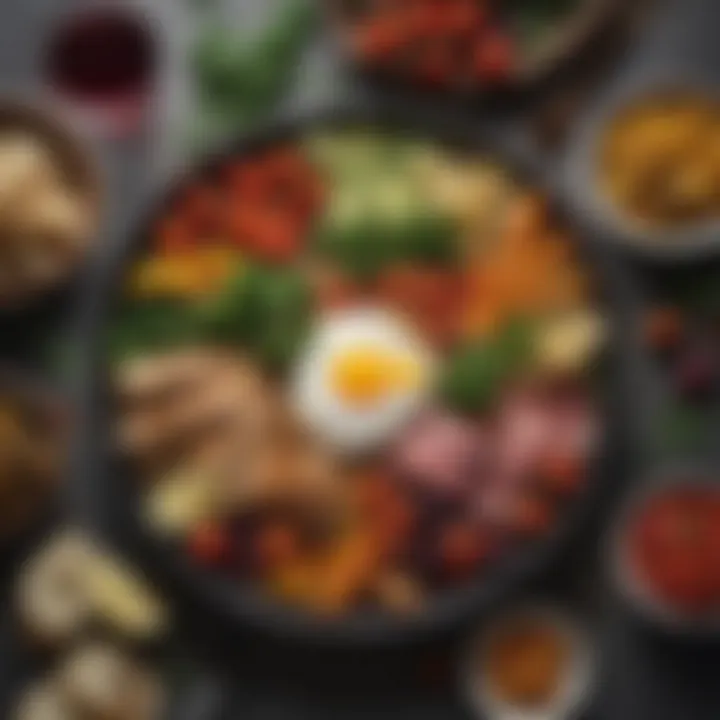 Healthy plate of Mediterranean cuisine showcasing vibrant vegetables and lean proteins