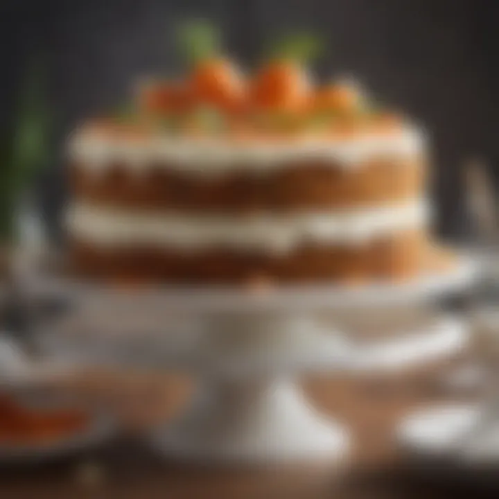 A beautifully decorated carrot cake adorned with fresh ingredients