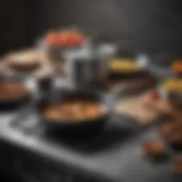 Diverse range of cookware materials including stainless steel, cast iron, and non-stick