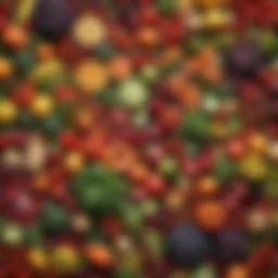 Colorful assortment of fresh vegetables and fruits